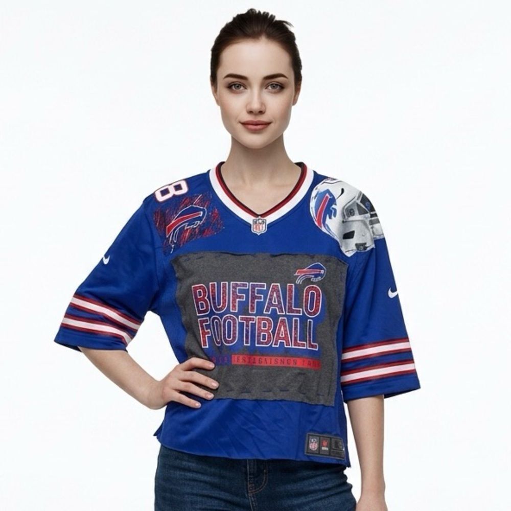 NIKE X NFL | BUFFALO BILLS Upcycled NEW Cropped Jersey Fits Up to Women’s 2XL